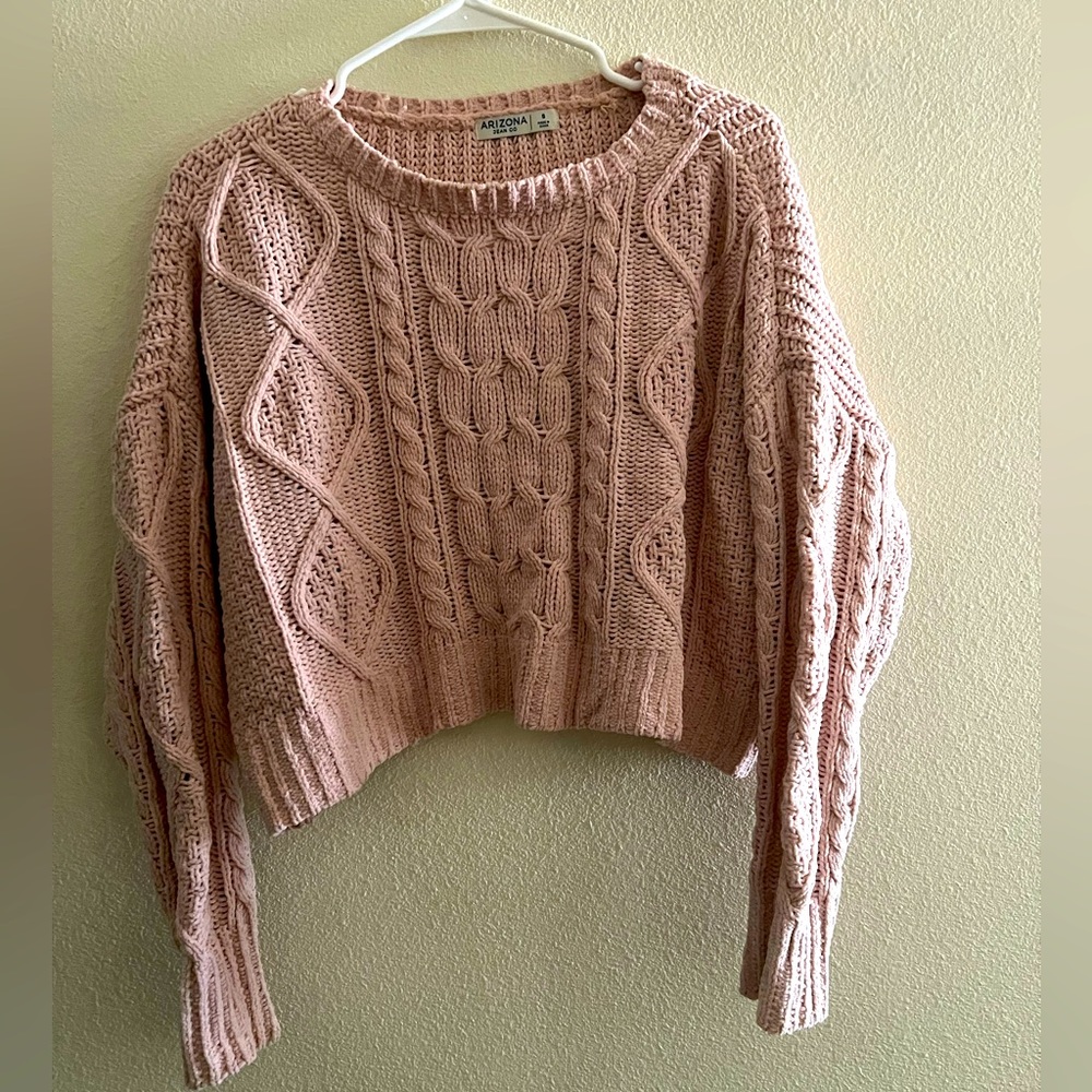 Plush pink cropped sweater
